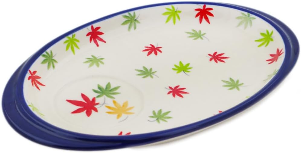 Polmedia Polish Pottery Saucer UNIKAT - Fall Season Bliss Pattern Handmade in Boleslawiec Poland by Ceramika Artystyczna + Certificate of Authenticity