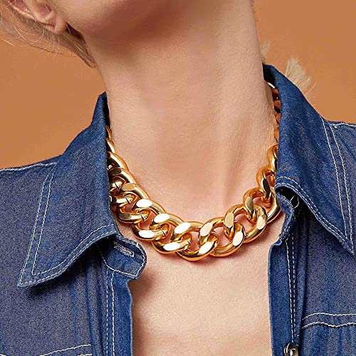 Octwine Women Statement Punk Cuban Link Chain Choker Necklace Chunky Chain Link Necklace Boho Fashion Collar Necklace for Women2