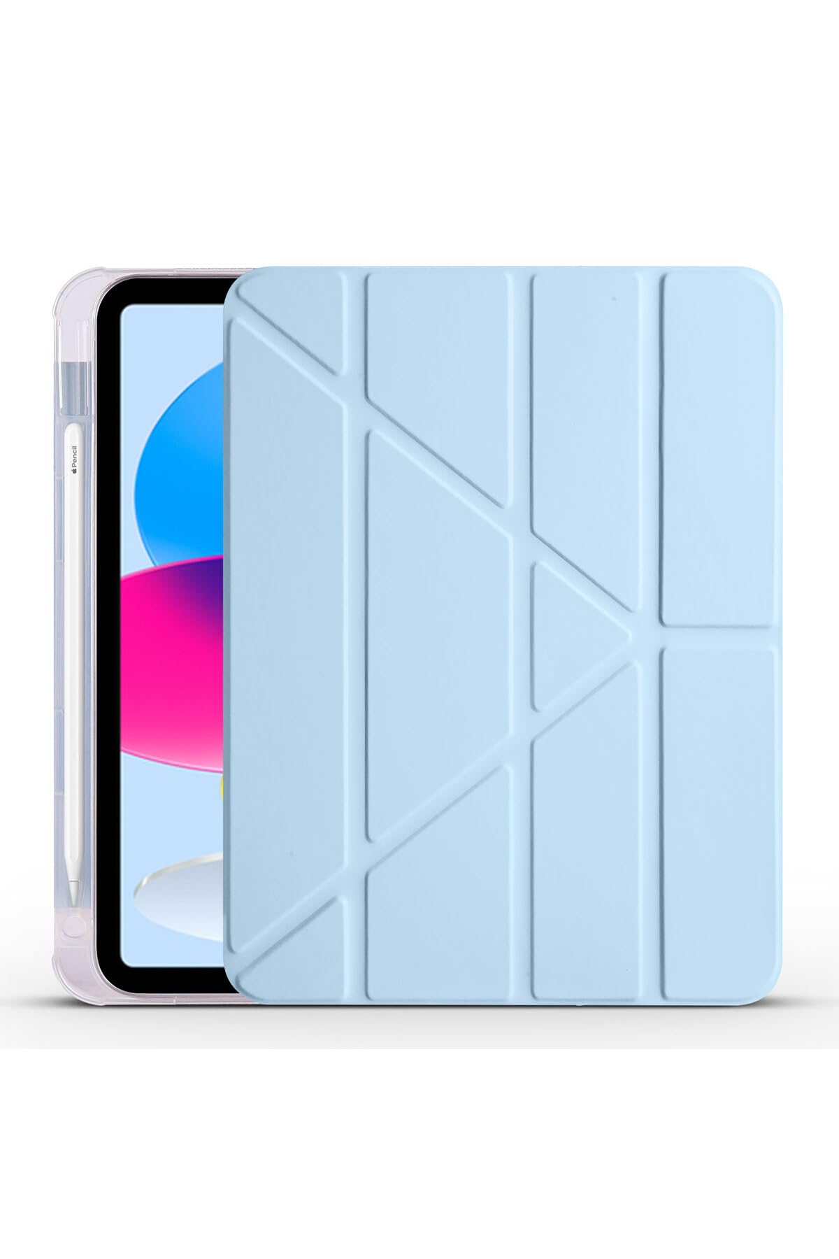 CONSTRAIN - iPad 11.Nesil 2025 Kılıf Tri Folding Kalem Bölmeli Standlı Kılıf - Mavi - Beyaz 1