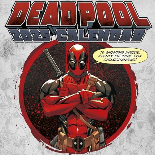 Pyramid International Deadpool 2025 Calendar - Marvel’s Merc with a Mouth, 16-Month Planner, Bold Deadpool Art, Gift for Marvel Fans