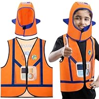 Panitay 2 Pcs Astronaut Costume for Kids Astronaut Helmet and Vest Role Play Party Supplies Outer Space Vest Hat Costume Set for Kids Birthday Halloween Party
