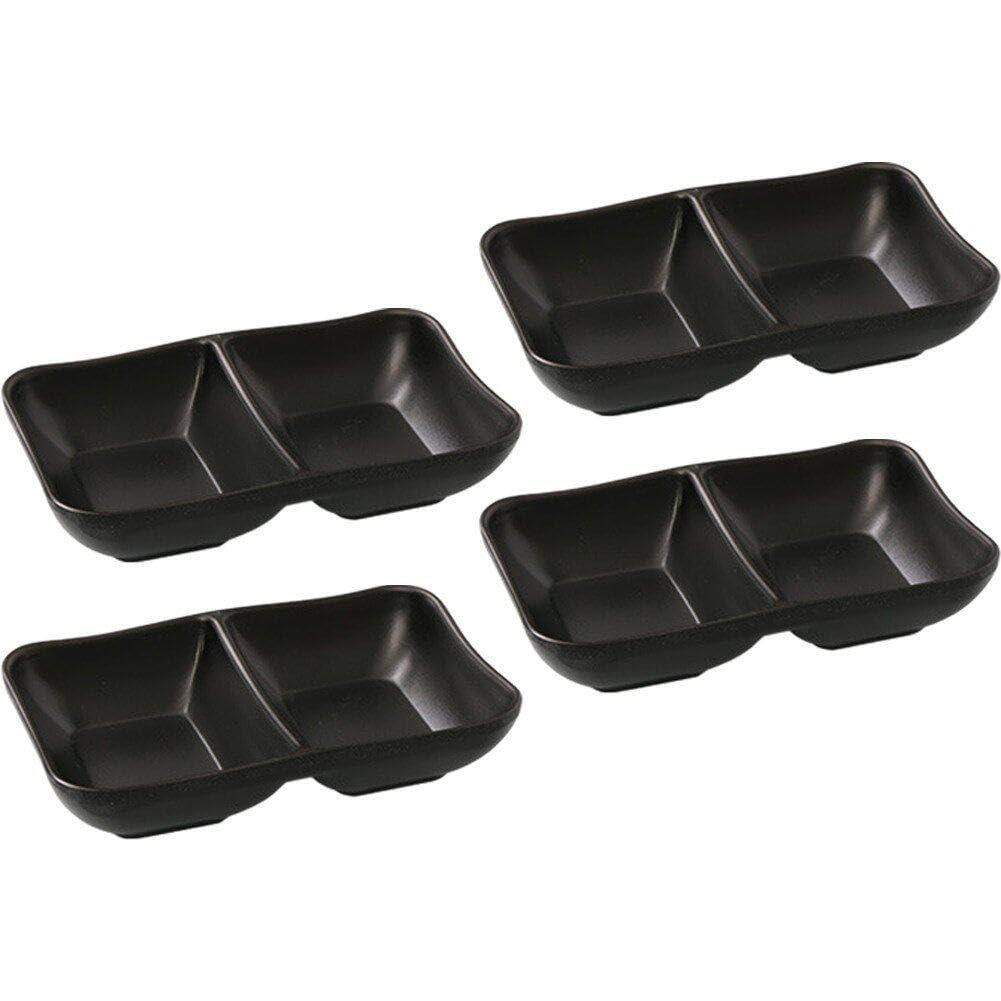 Lot De 4 Petits Plats à Sauce Lpitoy - Bols à Tremper Noir Pour Sushi, Soja, Condiments - En Mélamine, Lavables Au Lave-vaisselle