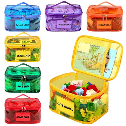 Tesuko 6 Pack Clear Toy Storage Bag with Name Tag&