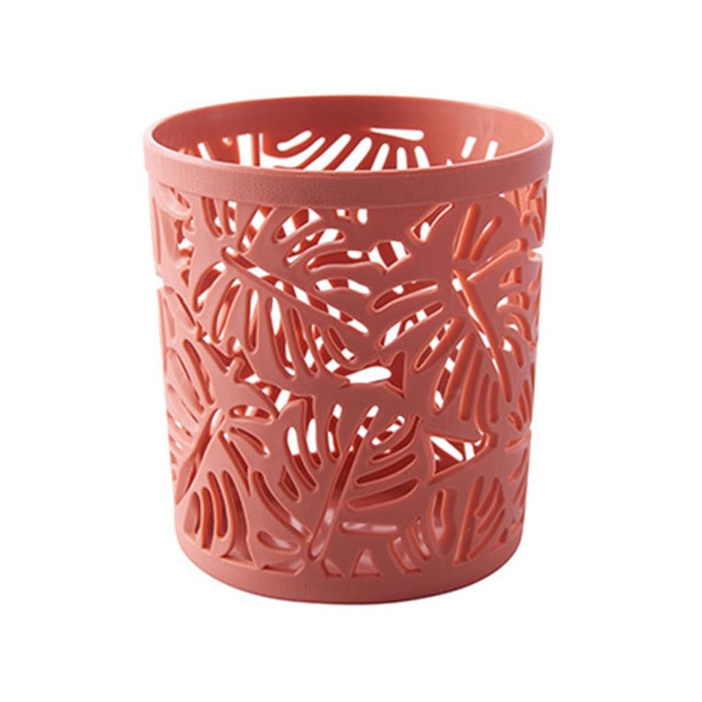 Tnbccxn Red Pen Cup, Creative Hollow Leaves Pencil Holder Brush Storage Container Desk Stationery Pen Holder Office