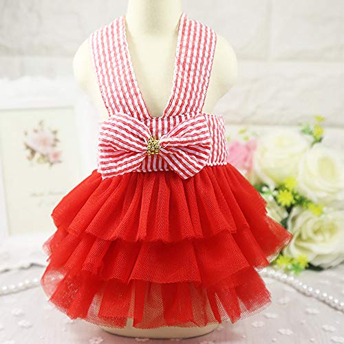 Clopon Pet Cute Halter Tutu Dresses Harness Large Dog Costume Puppy Clothes For Small Dogs Girl Red Xs #TOP1