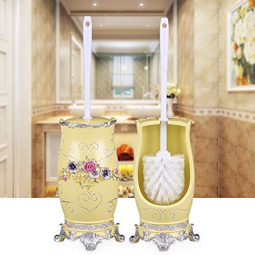 Preisvergleich Produktbild QiXian Toilettenbürstengarnitur Weiche Borsten Toilettenbürste Kreative Toilettenbürstenhalterbürste Toilettenreinigung Toilettenbürste Fluoreszierende Frühlingsblumen auf Blau Stark Robust, 7390