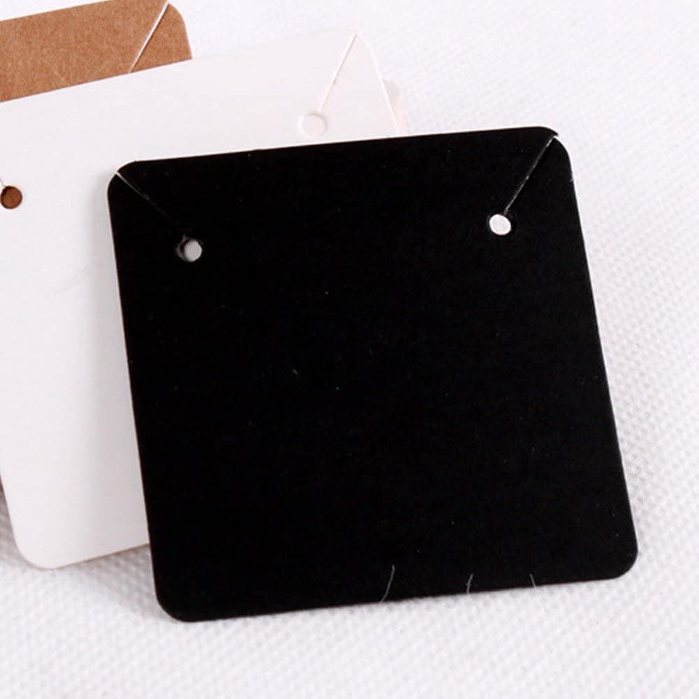 Haowul Black 100 Pcs Blank Jewelry Display Cards Kraft Paper Necklace Earring Card Holder For Ear Studs, Earrings, Necklaces