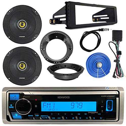 Kenwood Marine Digital Media Bluetooth Receiver, 2X Kicker 600-Watt 6.5" Black Car Speakers