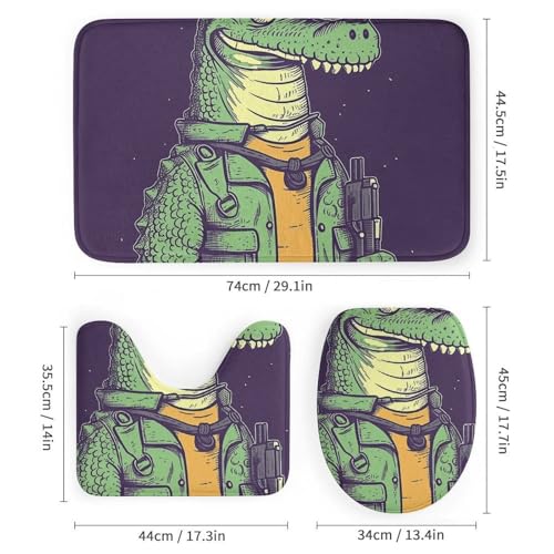 Rideau de douche crocodile imperméable avec tapis antidérapant