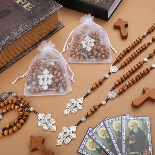 Rosary Beads Catholic for Women Men Rosary Cross with Pardon Crucifix Necklace with St Benedict Prayer Card and Bags for Regalos Cristianos Rosarios Catolicos Para Hombre4