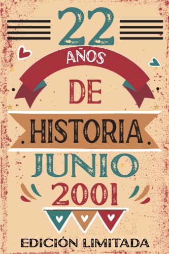22 Años De Historia Junio 2001: Libro de visitas, cuaderno, 110 páginas de felicitaciones, idea de regalo, regalo Para la esposa, novia, mujer, La madre