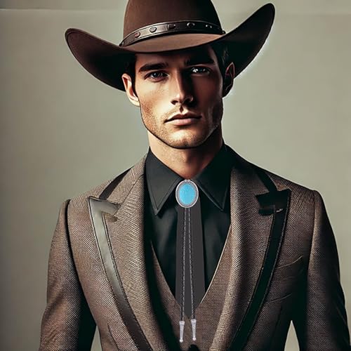 Image of Vintage Western Cowboy Rodeo Black Agate Bolo Tie for Men Women | Premium braided leather, adjustable sliding clasp, anti-tarnish alloy pendant, versatile western bolo tie