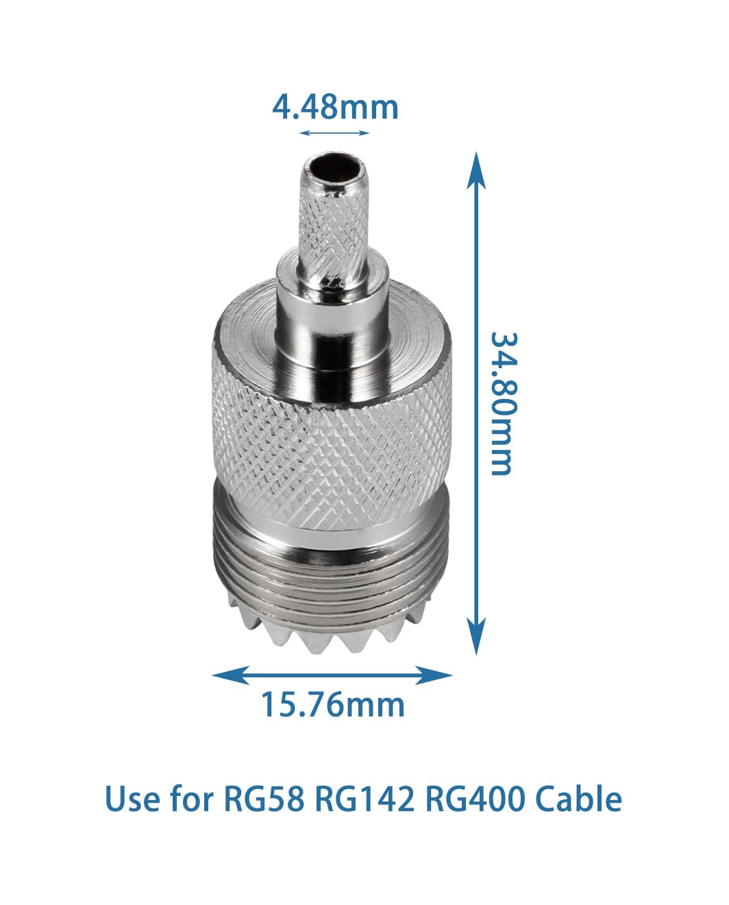Vecys 5PCS SO-239 UHF Femmina Connettori 50 Ohm SO239 Femmina Jack Crimpare RF Connettore Coassiale Adattatore per RG58 VLMR195 RG142 RG400 Cavo Coassiale a Bassa Perdita Compatibile Radioamatoriali