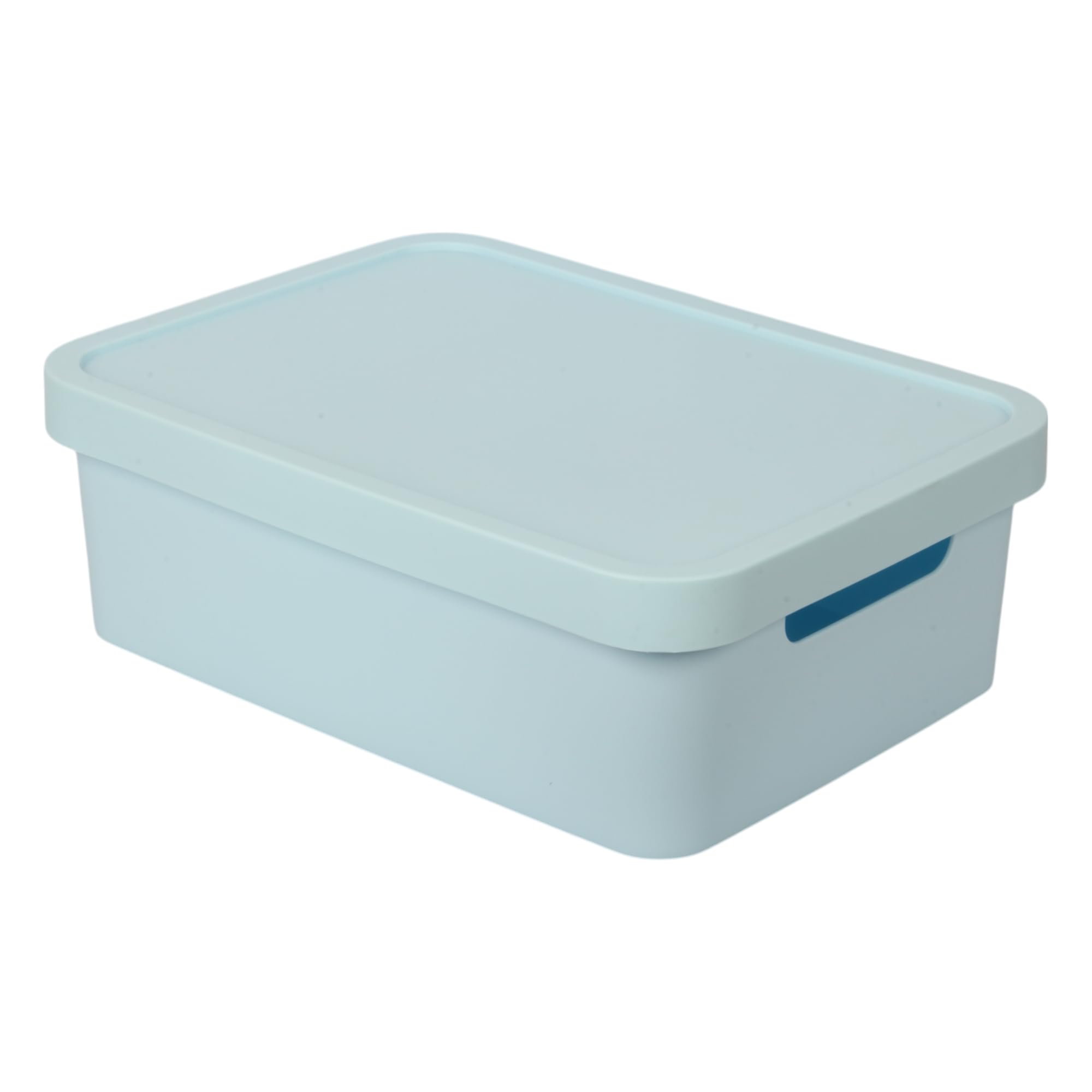 Jolie Max Plastic Storage Box with Lid, 19L Capacity, Solid Matte Colour, Decorative Design with Handle, Stackable & Nestable Space-Saving Organizer for Home, Office β 45.5 x 33.5 x 15.5 cm (BLUE)