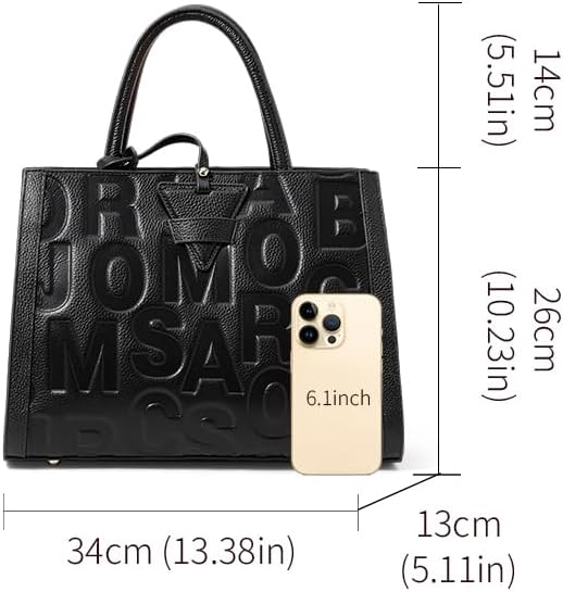 Leather leather handbag large capacity letter detachable shoulder strap color-blocked triangle women's single tote bag - Image 2