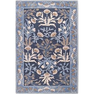 Premium Hand Tufted Floral Print Wool Area Rug – 10X14 ft – Blue, Wool and Cotton Blended Luxury Non Slip Floor Accent for Dining Room, Living Room, Bedroom