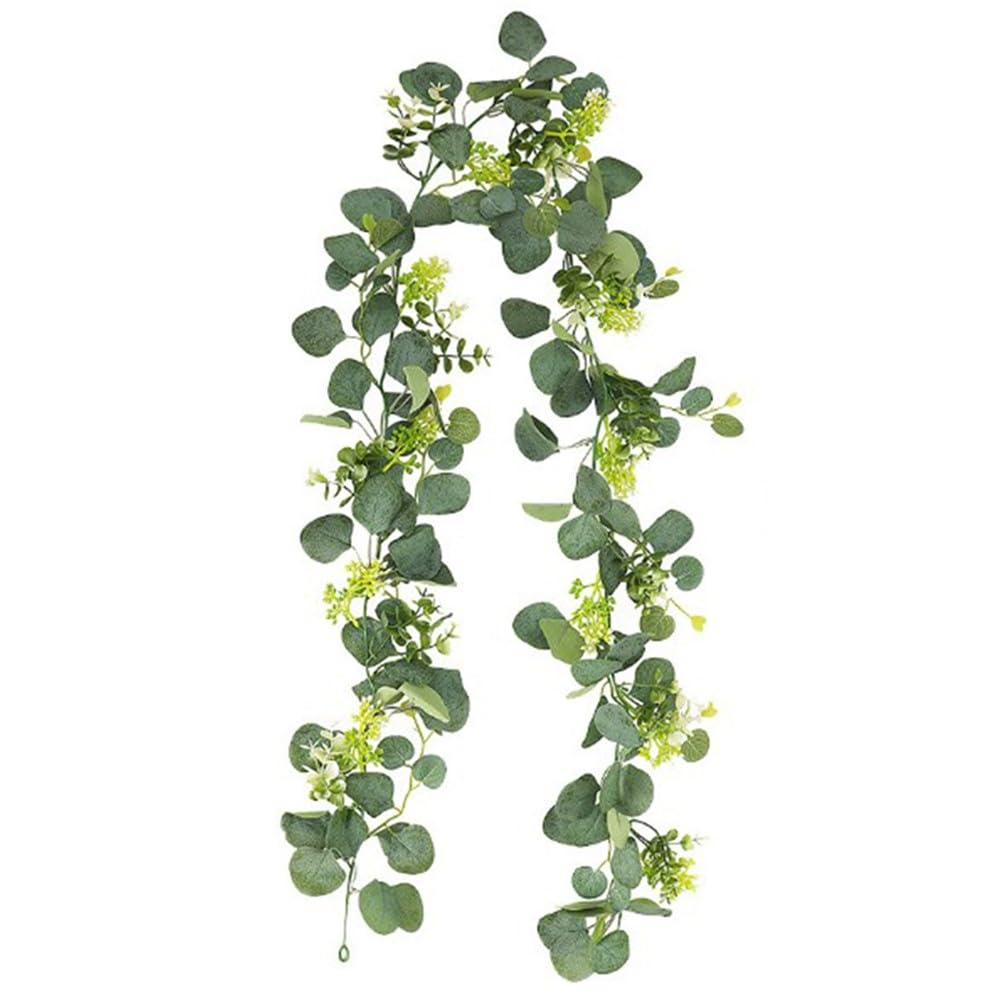Foglie di eucalipto artificiali, confezione da 2, 0,8 m, ghirlanda verde finta per festa di nozze, decorazione da parete per la casa