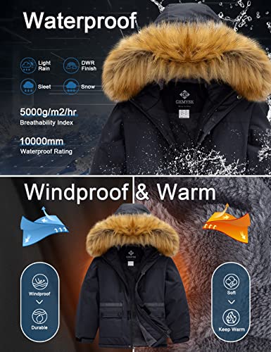 Gemyse Boy's Winter Waterproof Ski Snow Jacket Hooded Fleece Windproof Jacket (Black,14/16) #TOP4