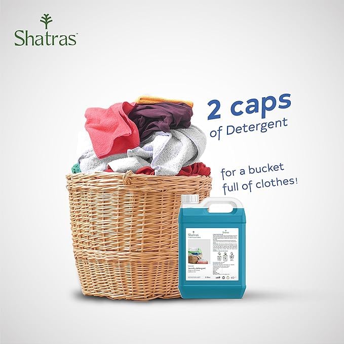 Image of Shatras Liquid Detergent, Suitable for Top Load & Front Load for Machine and Hand Wash, Eco friendly, Natural liquid detergent for all type of clothes (10L)