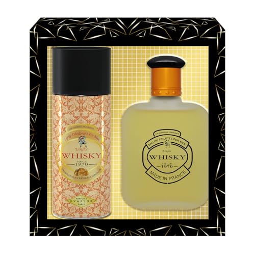 EVAFLORPARIS WHISKY Coffret Eau de Toilette 100 ml + Déodorant 150 ml, Vaporisateur, Spray, Parfum Homme, Cadeau