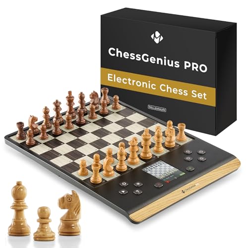 MILLENNIUM ChessGenius Pro Wood Edition M818 Schachcomputer – Edle Holzoptik mit Echtholzfiguren...