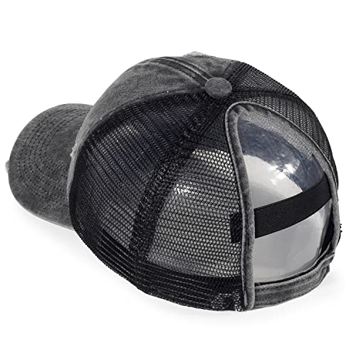 Image of HH HOFNEN Ponytail Hat for Women Washed Distressed Baseball Cap Ponycaps