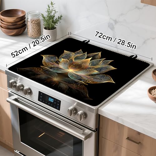 Image of Stove Top Cover for Home Decoration Kitchen Pad Washable Cooktop Covers Countertop Stove Protector Mat for Home Kitchen Cooktops (lotus, 28 inchx20 inch)