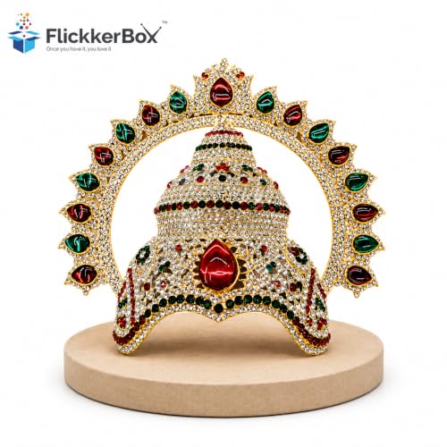 Image of Decorative Stone Varalakshmi Crown /God Crown /Varalakshmi Pooja Decoration Items Deity Ornament