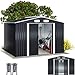 Price comparison product image GARDEBRUK® Garden Shed | 8x6' | 5m² | Outdoor Storage for Garden Furniture Garden Tools | Wheelie Bin Storage | Log Store | Bike Shed House | Apex Roof, Sliding Door | 260x205x180cm | Anthracite