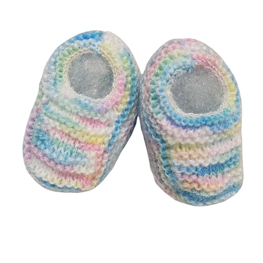 Sapatinho de Bebê de Tricô Colorido - Recém Nascido - RN - 0 a 3 meses