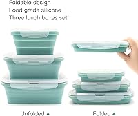Vista 3 de Lonchera plegable de silicona, contenedor portátil de almacenamiento de alimentos, caja de picnic al aire libre, ahorro de espacio, apta