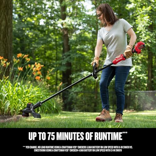 Image of CRAFTSMAN V20 RP Cordless String Trimmer and Lawn Edger Kit, Weed Wacker, Extended Run Time, Brushless High-Output Motor, 13 Inch Deck, 5.0Ah Battery & Charger Included (CMCST930P1)