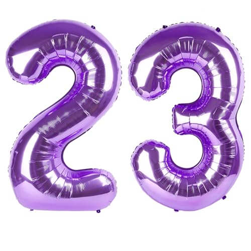 Image of Number Balloons 23 Balloon 40 inch Purple for 23 32 Birthday Decoration | Saturated Color, Large 40 in, With Straw & Hanging Hole, For Back-to-School Season, Wedding, Christmas, New Year, Anniversary