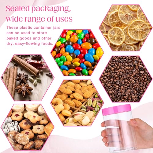 Image of Patelai 4 Pcs Plastic Jars Wide Mouth with Lids,10 Ounce,Pink