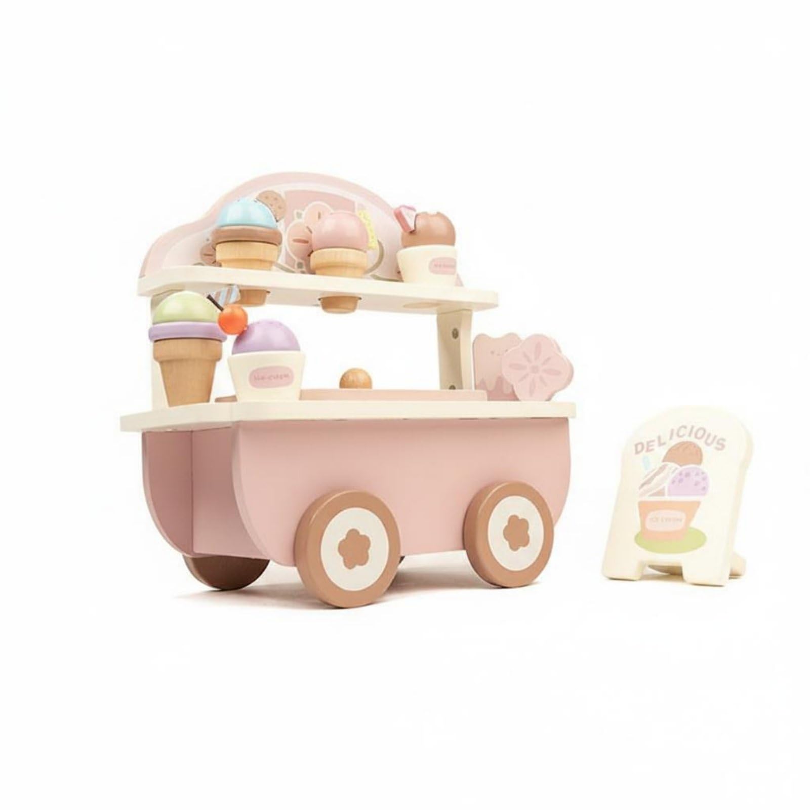 Kinder Spielküche Holz Kinderküche Küche Spielset Herd Backofen Kühlschrank Rollenspiel mit Realistischen Details Und Griffen für Vorschule Zuhause Geschenk