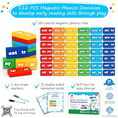 Simply Magic 122 PCS Magnetic Phonics Dominoes & 1047 PCS Poetry Magnets miniatura 4