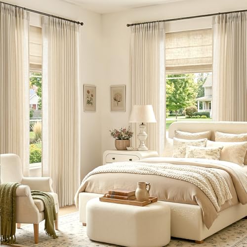 jinchan Linen Curtains Pinch Pleated Curtains 38x90 Inch 2 Panels Beige by jinchan - Used condition - Image 3