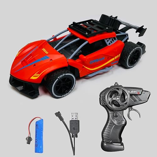 Image of Sidak 1:16 Scale RC Toy Car with Long Range 2.4 Ghz Joystick Remote Control - High Speed Durable Sports Vehicle with Rechargeable Battery - Ideal for Kids & Beginners (Red)