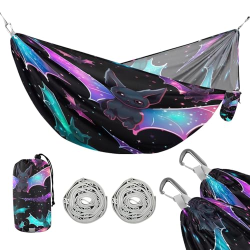 ATTX Colorful Bat Camping Hammock - Lightweight & Portable Hammocks, Heavy Duty 330lbs Capacity for Indoor, Hiking, Backpacking, Travel, Backyard, Beach#431