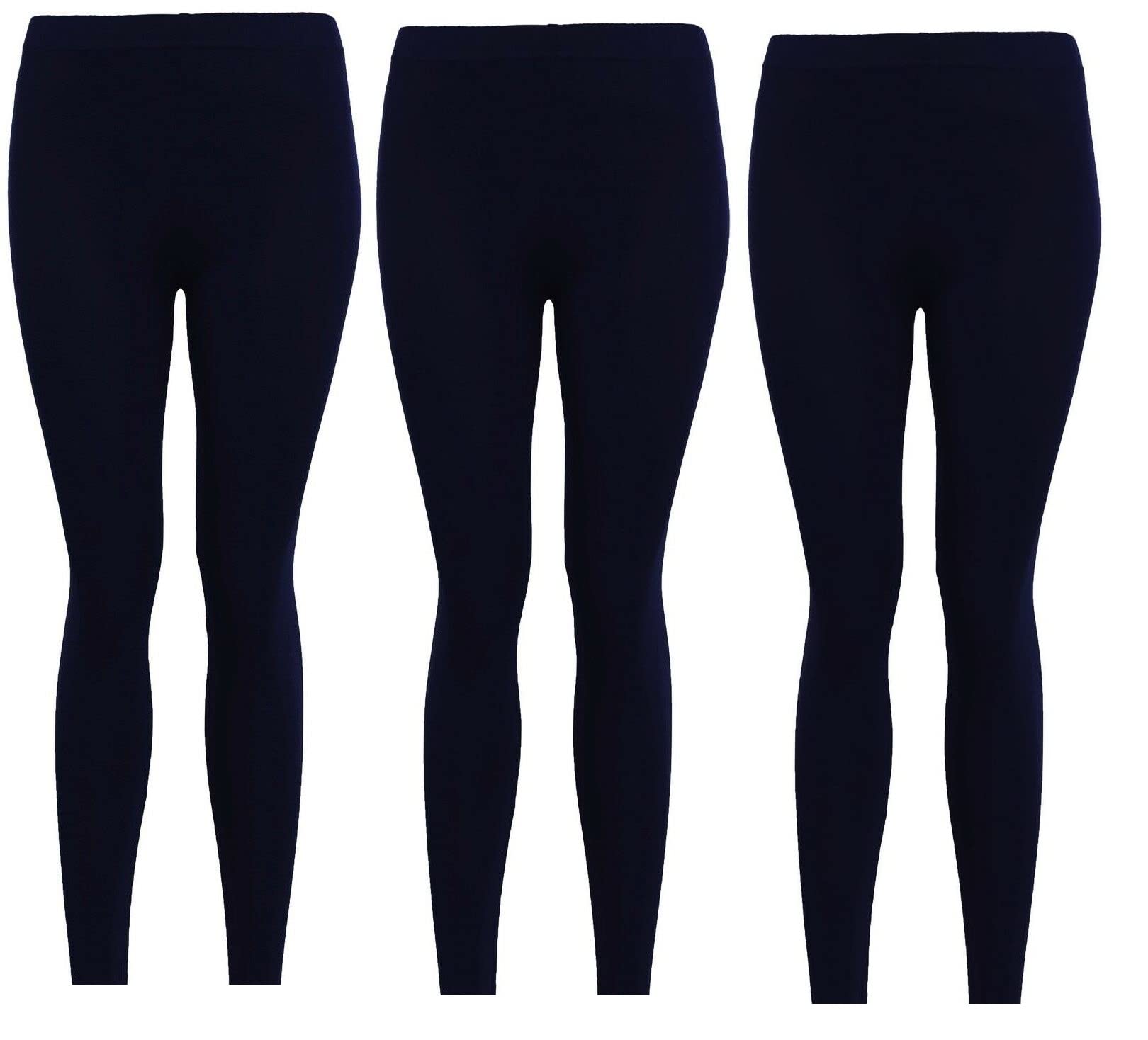 Panzy 3 Pack Girls Kids Children Plain Stretchy 95% Cotton Leggings Ages 5 to 13