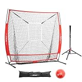 Pinty Baseball and Softball Practice Net 5×5ft Hitting Batting Net with Target Zone Bundle, Baseball Balls, Baseball Softball Batting Tee and Carry Bag