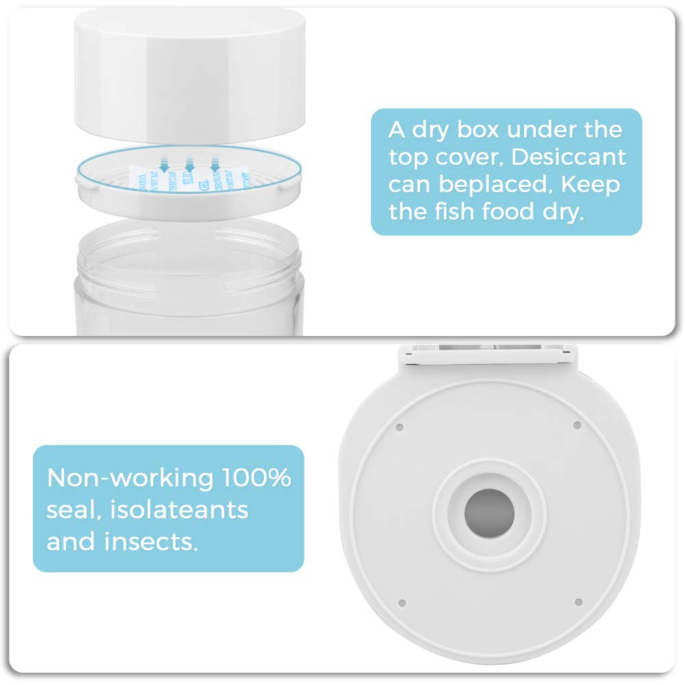 Alimentatore Automatico per Pesci, Dispenser Automatico di Cibo per Pesci Tartaruga da 500 Ml A Prova D'umidità con Doppia Alimentazione, Timer per Acquario Ricaricabile USB per Acquario Feede