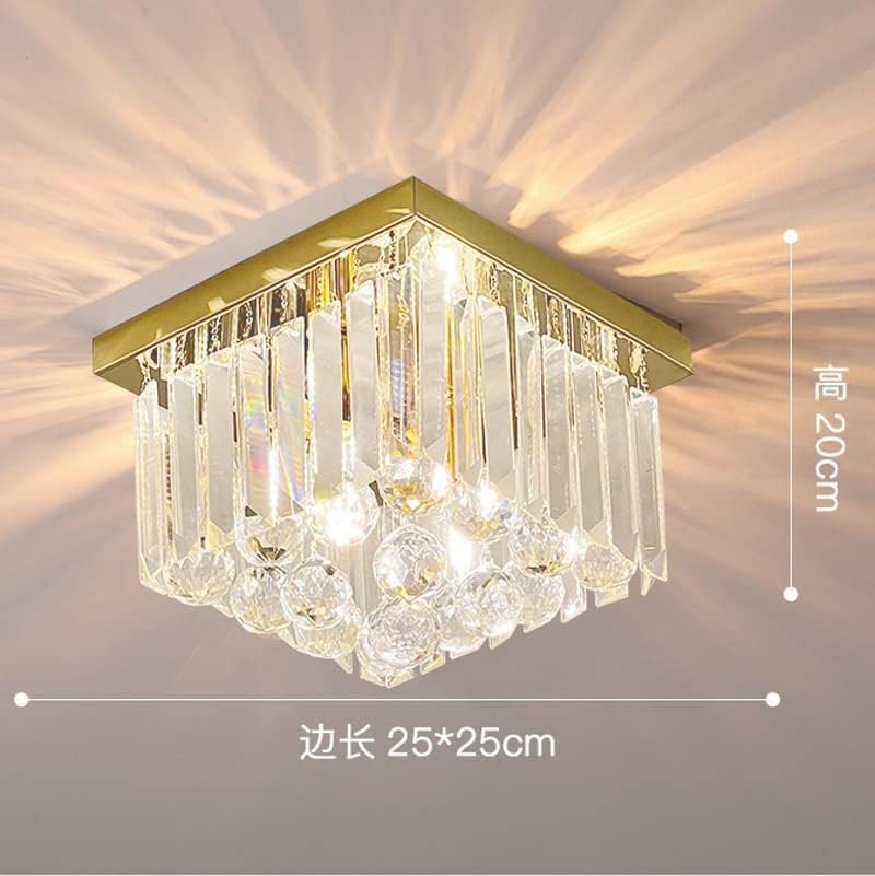 Lampadario Moderno In Cristallo K9 Con Finiture Oro | Plafoniera Per Soggiorno, Camera, Corridoio | Presa E27 Max 60W | Dimensioni 25x30 Cm
