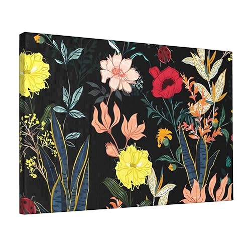 Poster coloré bohème imprimé floral sur toile 30x45 cm sans cadre pour salon