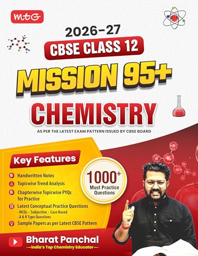 Image of MTG CBSE Mission 95+ Chemistry Class 12 For 2027 Exam | Includes Handwritten Notes, Competency Focused Questions, MCQs + Subjective & PYQ Book By Bharat Panchal