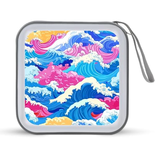 Wave Japanese CD Case Plastic DVD Case Holder Wallet Disc Storage Organizer for Car Travel
