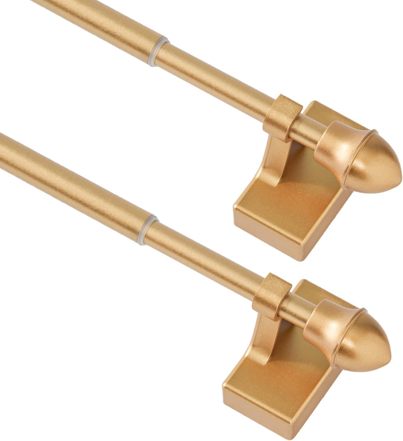 2 Pack Magnetic Curtain Rod for Metal Doors Windows,16 to 28 Inch,Multi-Use Adjustable Appliance for Iron and Steel Place,1/2 Inch Diameter, Tool Free,Gold