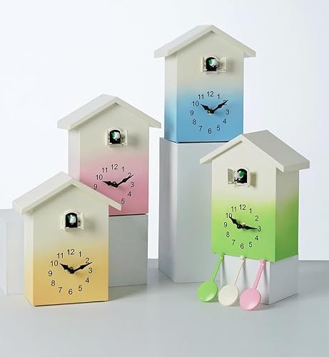 Amecke 鳩時計 壁掛け 電波 からくり 振り子掛け アナログ 置き兼用 静音連続秒針 文字盤見やすい おしゃれ プレゼント 誕生日プレゼント 新居祝い (グリーン) [5]