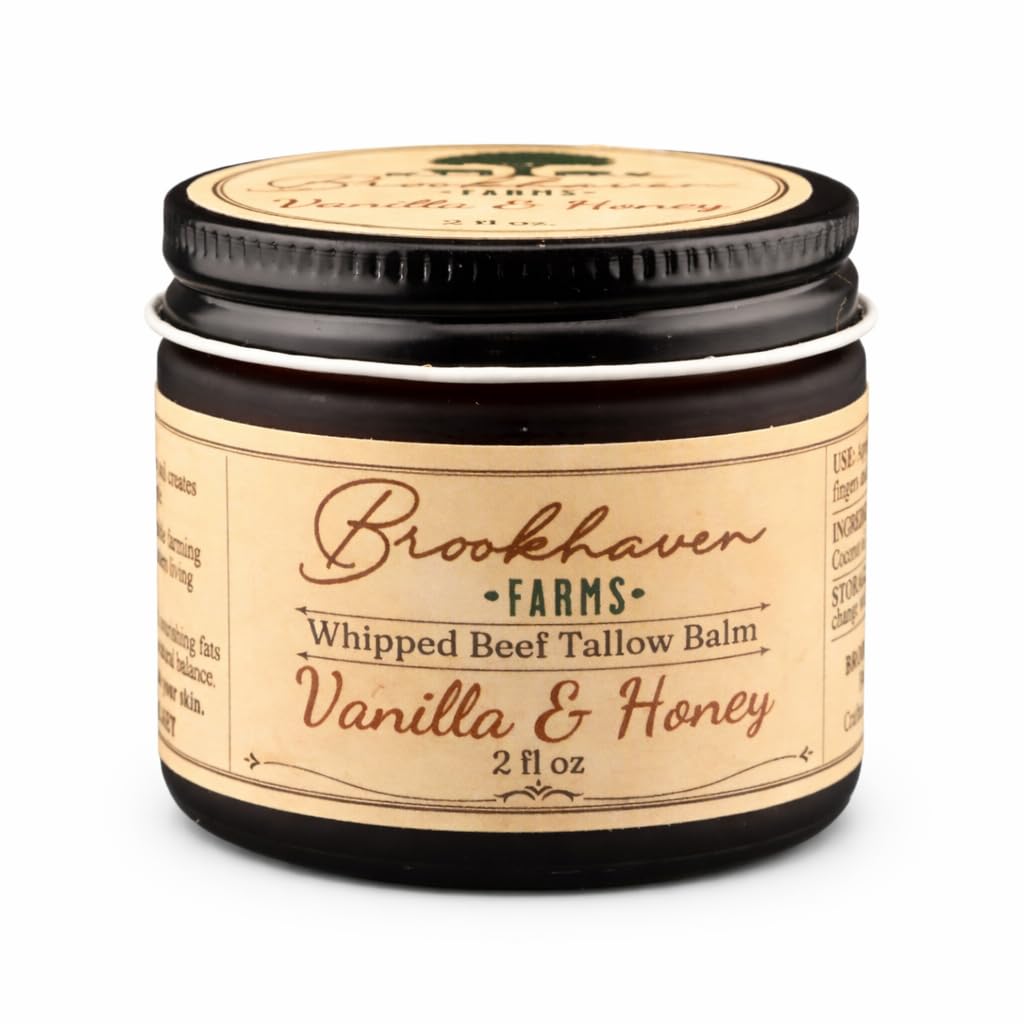 Grass Fed Beef Tallow Cream for Skin – Vanilla Honey – Tallow Balm for Face with Raw Honey – Deep Moisturizer for Dry & Sensitive Skin – Farm Crafted, No Fillers