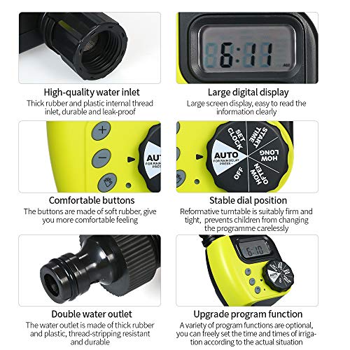 KKmoon Irrigation Timer, Automatic Water Timer Outdoor Garden Irrigation Controller 1-Outlet Programmable Hose Faucet Timer Garden Automatic Watering Device Without Battery